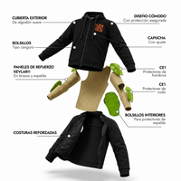 Sudadera Knievel BLB en Negro con Naranja con Kevlar®